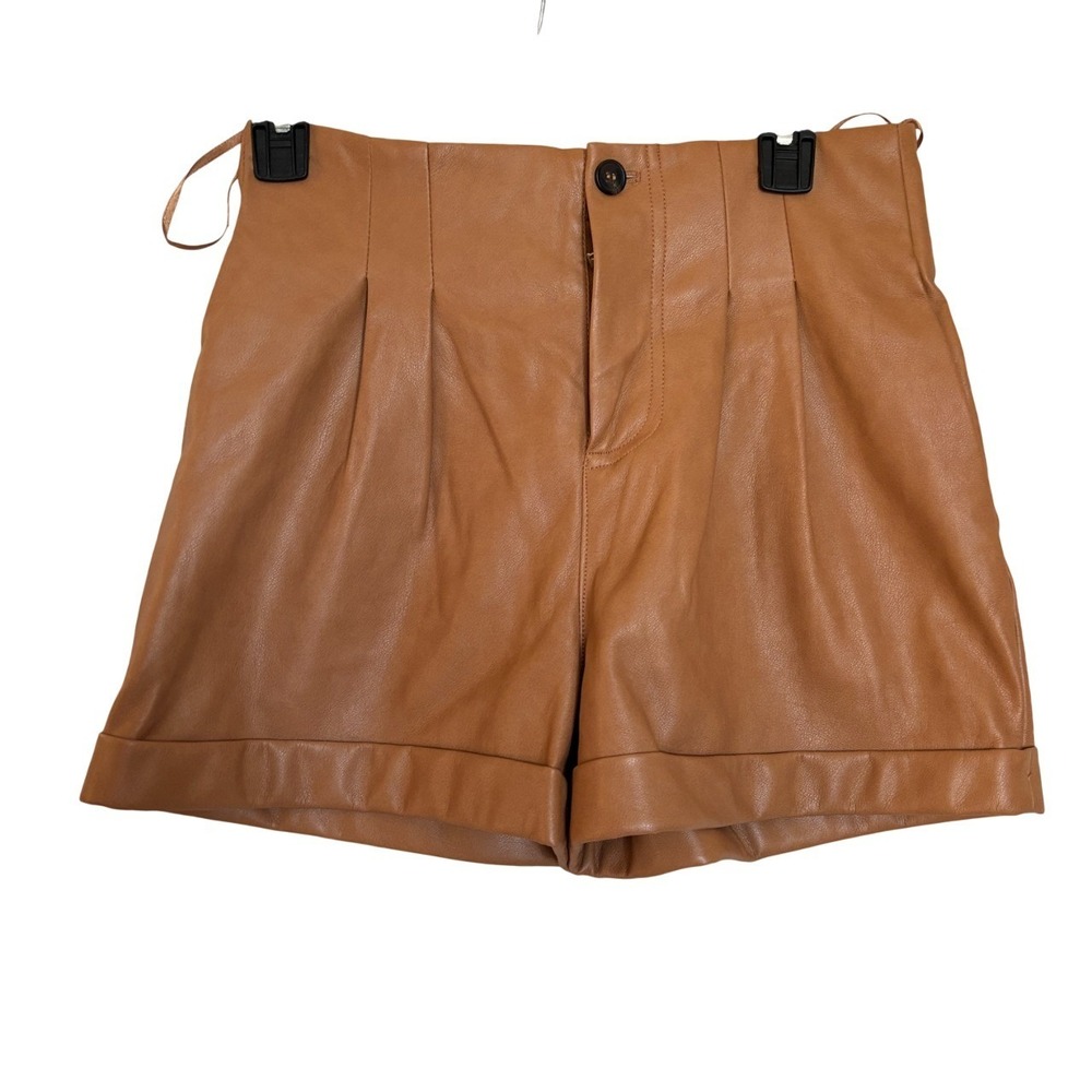 7 for All Mankind Pleated Faux Leather‎ Shorts High-Rise Women's Sz XS NWT